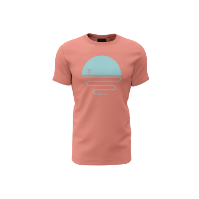 Sun Set T-shirt - Peach / Turquoise